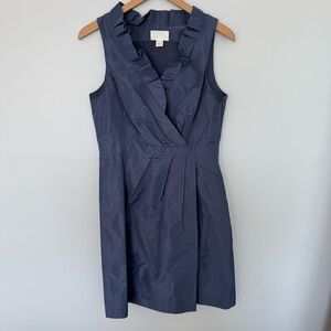 J. Crew Blue Pleated Faux Wrap Bridesmaid Midi Dress Size 6